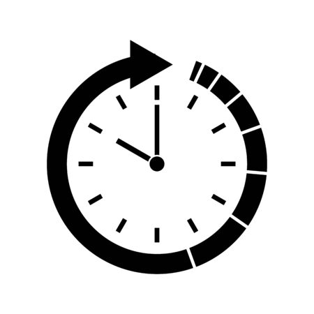 Clock icon, isolated. Flat design. Modern simple flat hour sign. Business, internet concept.のイラスト素材