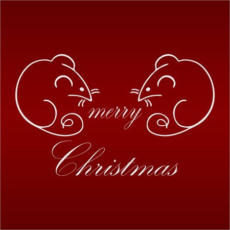 doodle mouse for christmas card, kids hans drawing art line, vector illistrationのイラスト素材