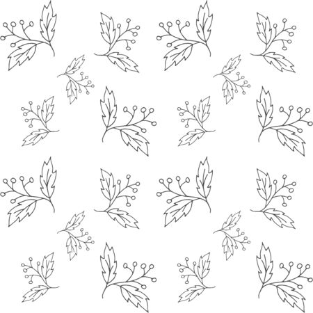 line doodle flower with leaf pattern, vector illustrationのイラスト素材