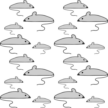 doodle mouse seamless pattern, kids drawing line art, vector illustrationのイラスト素材