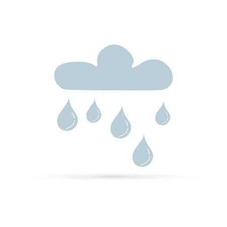 doodle cloud with drop of rain icon, kids hand drawing art, vector illustrationのイラスト素材