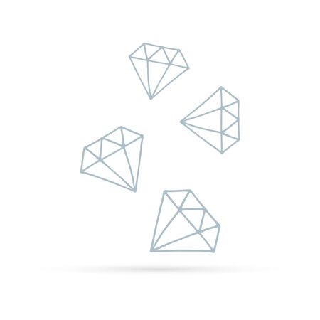 Doodle diamound icon. Vector shapes. Advertisement design concept, gemstone icon. Crystall symbol. Kids hand drawing art line.のイラスト素材
