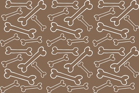 Doodle silhouette dog bone pattern. Outline isolated. Hand drawing line art. Sketch bone, vector...