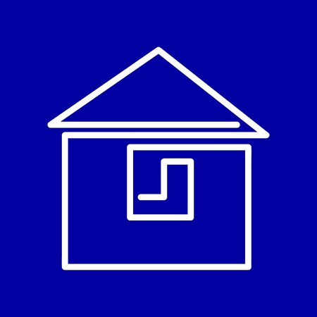 continuous outline drawing of house, residential building, sketch , construction, vector illustrationのイラスト素材