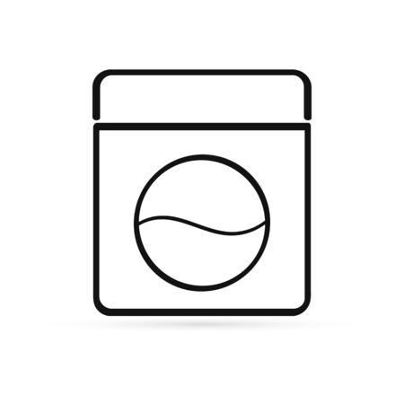 outline wash machine icon isolated, sketch , pictogram, vector illustrationのイラスト素材