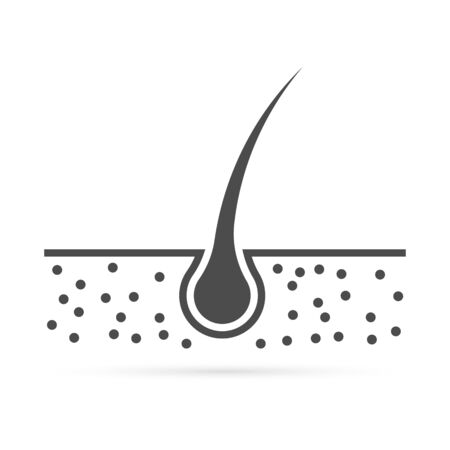 black hair icon isolated on white, sketch vector illustrationのイラスト素材