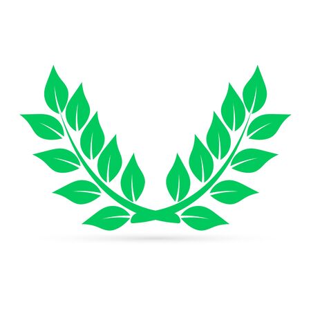 Leaf icon. Green wreath isolated on white. Graphic elements for eco design, natural cosmetics, health, beauty. Vector stock illustrationのイラスト素材