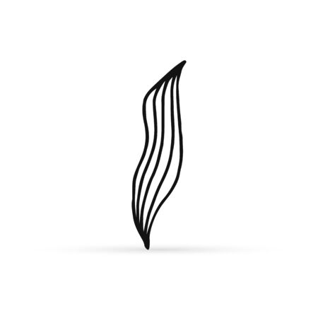 doodle coloring of leaves icon isolated on white, outline kids hand drawing art line, leaf logo stick, eco emblem, sketch vector stock illustrationのイラスト素材