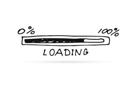 outline update or loading icon isolated on white, doodle sketch, kids hand drawing artline, sticker...
