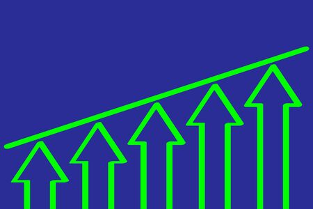 linear arrow icon on blue, art line graph, vector stock illustrationのイラスト素材