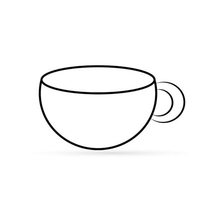 Coffee or tea cup icon isolated on white. Line template. sketch hot drink sign. Beverage symbol. Outline design elements. Vector stock illustrationのイラスト素材