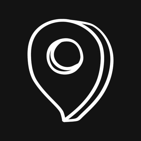 Doodle map pointer icon. GPS location symbol. Outline kids hand drawing art line.のイラスト素材