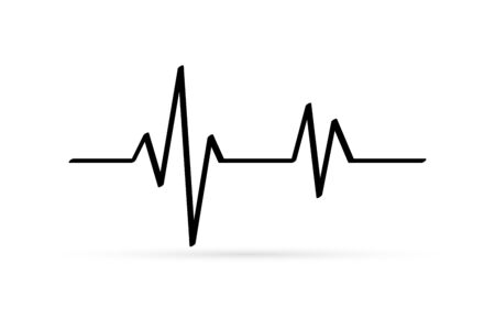 Outline heartbeat icon isolated on white, medicine sign, sketch vector stock illustrationのイラスト素材
