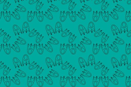 Doodle flippers seamless pattern. Kids hand drawing art. Vector stock illustrationのイラスト素材
