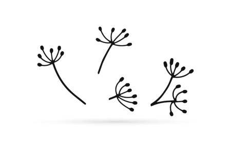 doodle abstract flower icon isolated on white, outline kids hand drawing line art for eco design, sketch flover, flat vector stock illustrationのイラスト素材