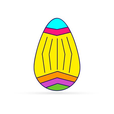 doodle egg icon isolated on white, hand drawing art, easter food sticker, vector stock illustrationのイラスト素材