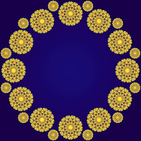 Golden frame mehndi style. Border for design. Intersection circles. Vector stock illustrationのイラスト素材