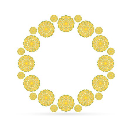 Golden frame mehndi style. Border for design. Intersection circles. Vector stock illustrationのイラスト素材