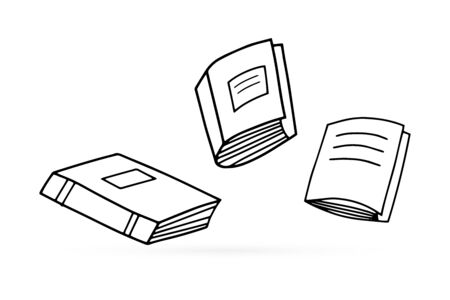 Doodle book icon isolated on white. Outline education symbol. Sketch template for school etc. Vector stock illustrationのイラスト素材