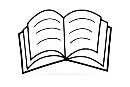 Doodle book icon isolated on white. Outline education symbol. Sketch template for school etc. Vector stock illustrationのイラスト素材