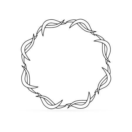 Doodle wreaths icon isolated on white. Outline abstract leaf or wave frame for design. Hand dwawing art line. Sketch vector stock illustrationのイラスト素材