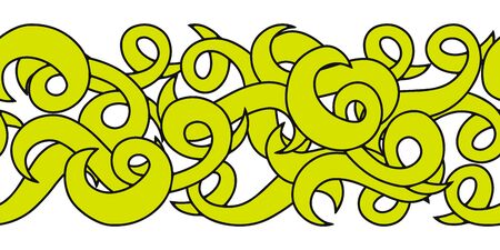 Doodle seamless border isolated on white. Abstract outline wave. Sketch vector stock illustrationのイラスト素材