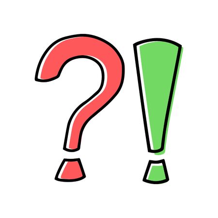 Outline question and warning icon isolated on white. Sketch attention sign. Vector stock illustrationのイラスト素材