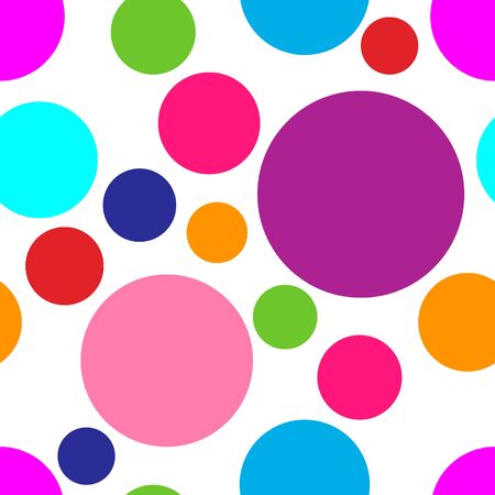 Colored circle seamless pattern isolated in white.のイラスト素材