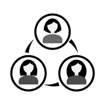 Womens team icon isolated on white. Flat design. Outline friendship symbol. Line art. Vector stock illustration. EPS 10のイラスト素材