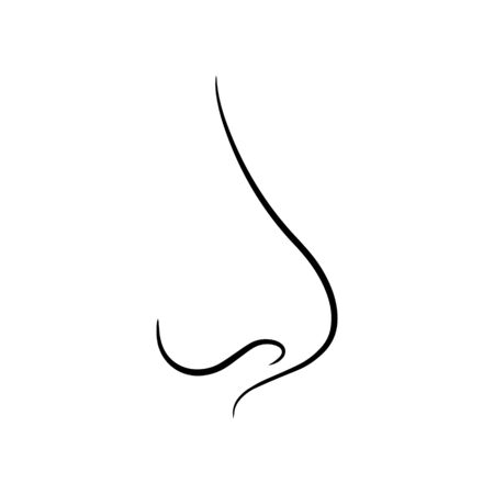 Doodle nose icon isolated on white. Hand drawing line art. Outline logo. Sketch vectot stock illustration. EPS 10のイラスト素材