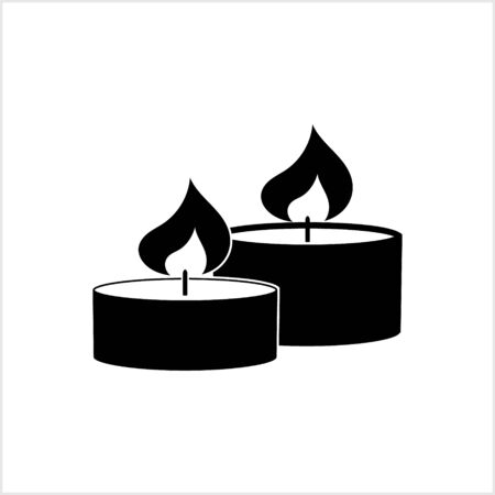 Candle icon isolated on white. Symbol for design postcard, invitation, poster. Stencil for christmas etc. Vector stock illustration. EPS 10のイラスト素材
