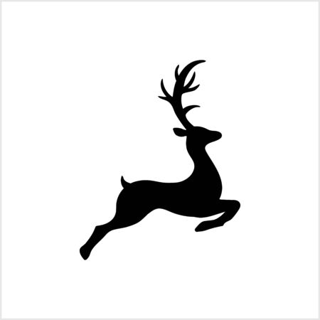 Stencil elk isolated on white. Black silhouette. Christmas symbol.のイラスト素材