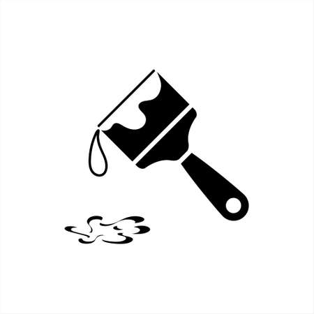 Brush with drop of paint. Art icon isolated on white. Stencil for school, repair etc. Vector stock illustration. EPS 10のイラスト素材