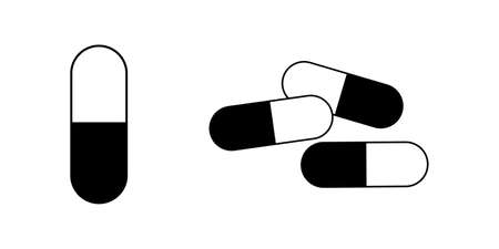 Medical pill. Medicine icon isolated on white. Sketch capsule. Healthcare symbol. Vector stock illustration. EPS 10のイラスト素材