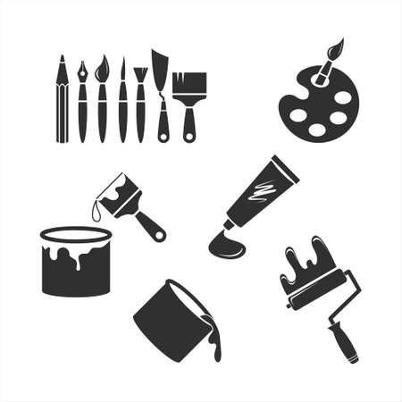Set art icons isolated on white. Stencil collection. Vector stock illustration.のイラスト素材