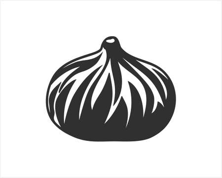 Fig icon isolated on white. Stencil fruit.のイラスト素材