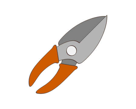 Gardening scissors icon isolated on white. Gardening tool. Vector stock illustration.のイラスト素材