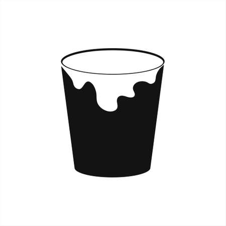 Paint pouring from a bucket isolated on white. Icon for construction and repair. Vector stock illustration.のイラスト素材