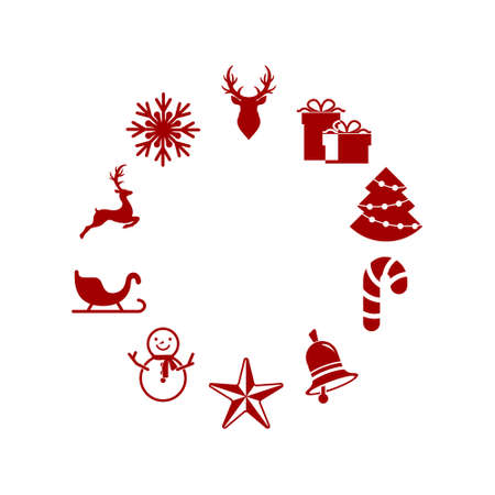 Christmas stencil frame isolated on white. Collection deer, sledge, bell, sweet, gift etc. Vector stock illlustration. EPS 10のイラスト素材