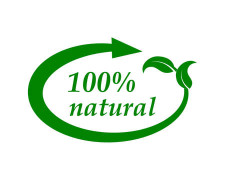 Recycle arrow with leaf icon isolated on white. Doodle drawing by hand.のイラスト素材