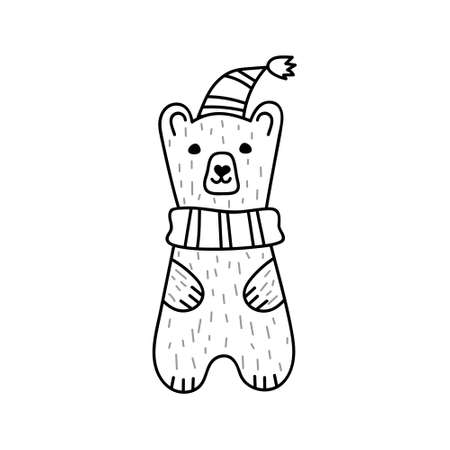 Cartoon xmas bear isolated on white.のイラスト素材