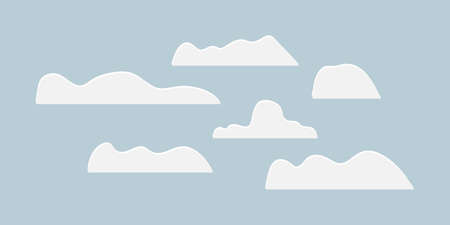 Doodle sky with clouds or snowdrift set icon isolated on white.のイラスト素材