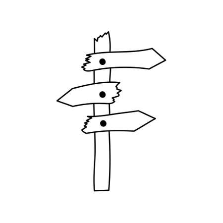 Doodle road sign icon isolated on white. Hand drawing line art. Sketch vector stock illustration. EPS 10のイラスト素材
