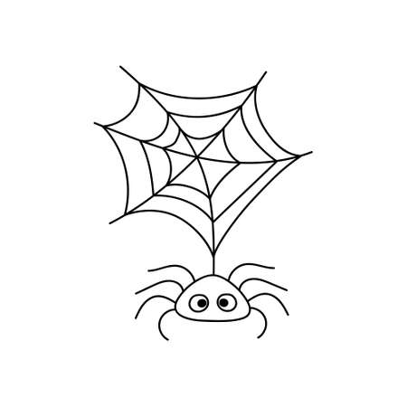 Doodle spider icon isolated on white. Halloween symbol. Sketch vector stock illustration. EPS 10のイラスト素材