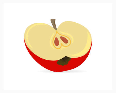 Doodle apple icon isolated on white. Fruit, kids hand drawing appleのイラスト素材