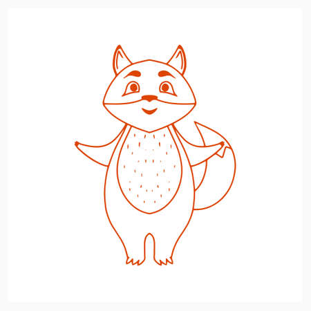Doodle fox icon isolated on white. Animal for coloring page book. Sketch vector stock illustration....