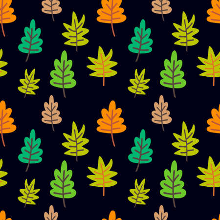 Boho leaf seamless pattern. Cartoon vector stock illustration.