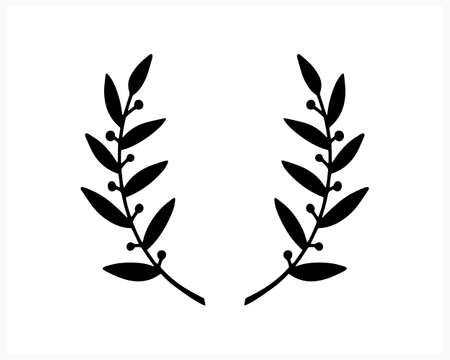Doodle wreaths icon isolated on white. Sketch eco sticker. Branch with leaf. Frame, border for design. Kids hand dwawing art line. Outline vector stock illustration. EPS 10のイラスト素材