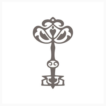 Vintage key icon isolated o white. Vector stock illustration.のイラスト素材