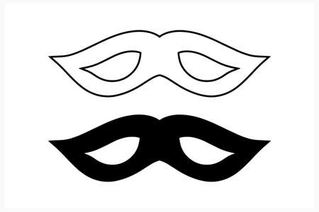Doodle carnival mask set isolated on white. Coloring page book. Sketch vector stock illustrationのイラスト素材